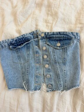 Denim Corset Top in Light Blue